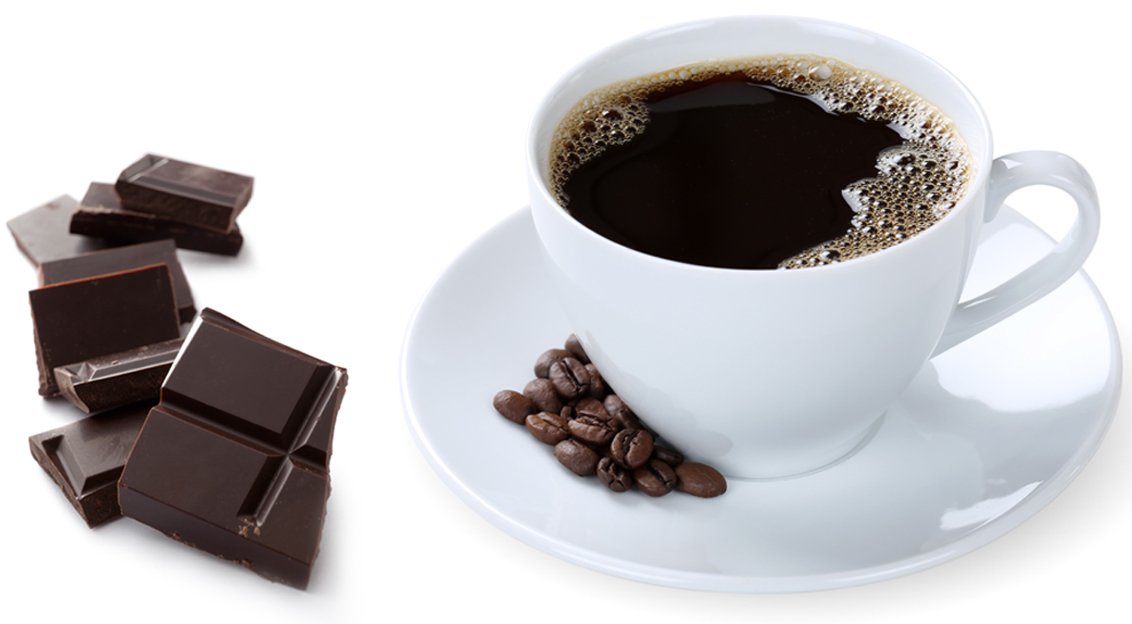 Bitter food, coffee and dark chocolate