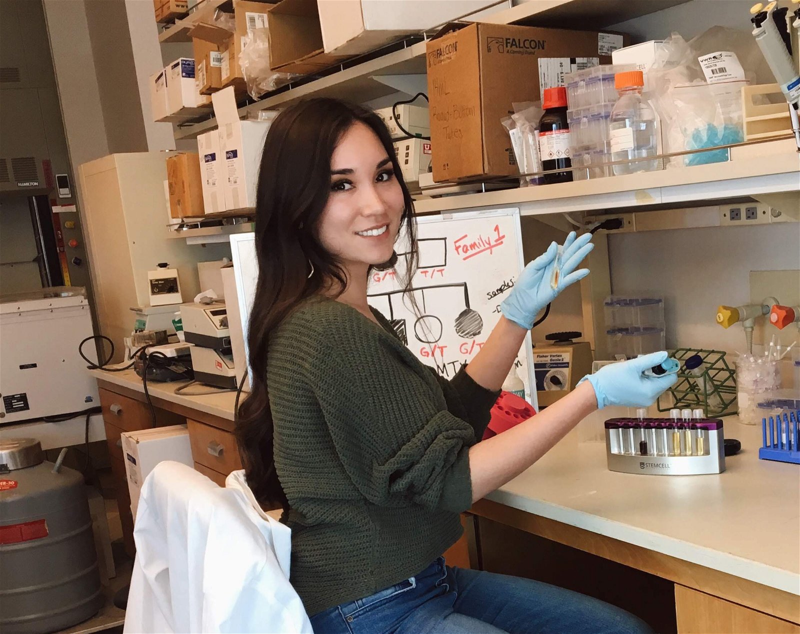 Cecile working in a research lab at the University of Utah